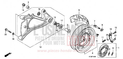 ROUE ARRIERE/BRAS OSCILLANT PES1259 de 2009